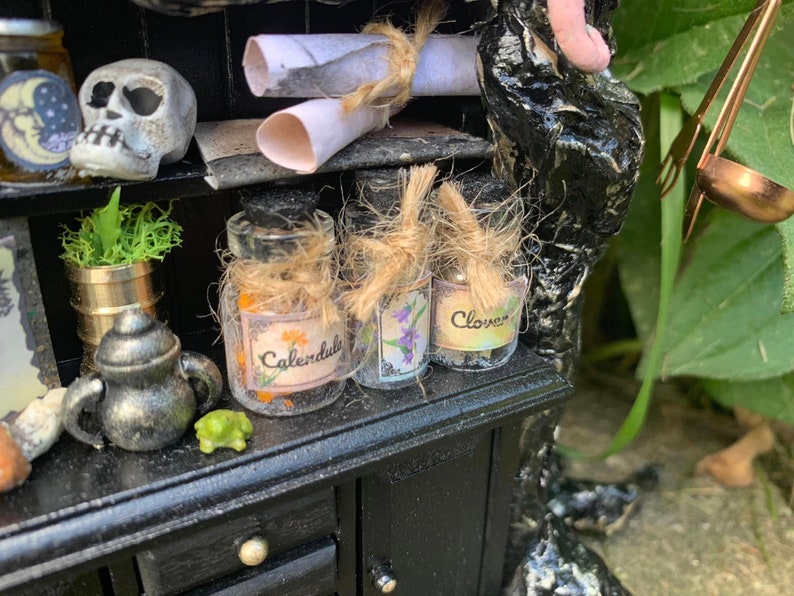 Handmade Dollhouse Witch's Apothecary Cabinet, 1:12, Artisan Made, Haunted image 7