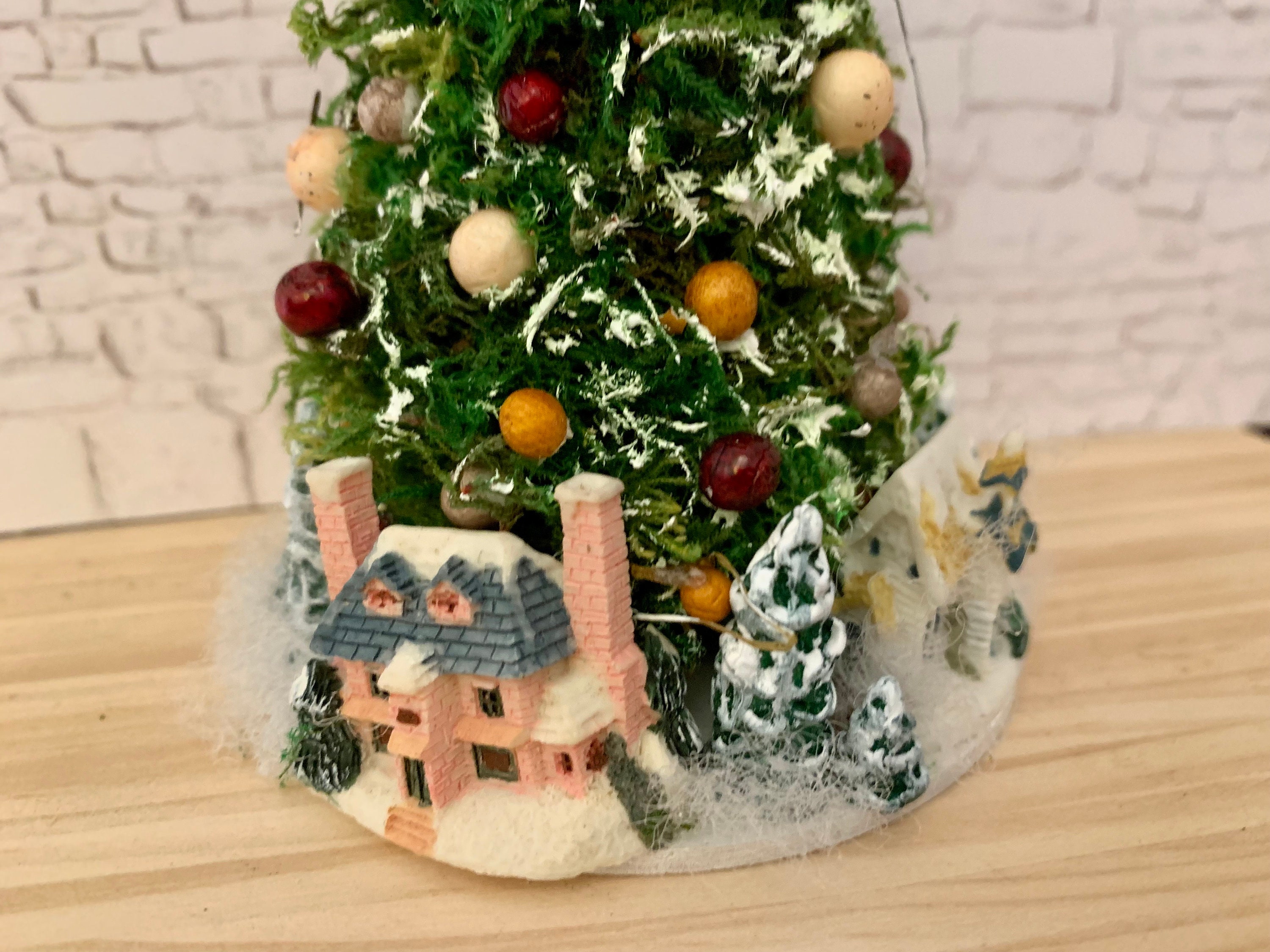 Dollhouse Christmas Tree With Christmas Snow Village Around Etsy