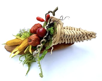 Dollhouse Cornucopia, 1;12 Scale, Handmade from Natural and Sculpted Items, Artist Signed