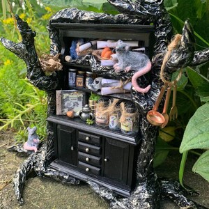 Handmade Dollhouse Witch's Apothecary Cabinet, 1:12, Artisan Made, Haunted image 9