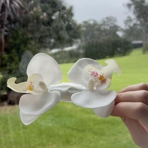 Pinza de orquídea, pinza para el cabello con orquídea blanca, pinza floral, pinza doble de orquídea, orquídea, pinza de flor, joya para el cabello, accesorio para novia.