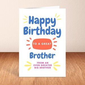 Carte d'anniversaire frère de Big Brother, carte d'anniversaire amusante, joyeux anniversaire.