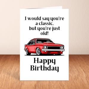Votre vieille carte d'anniversaire, voiture classique, carte de voeux.
