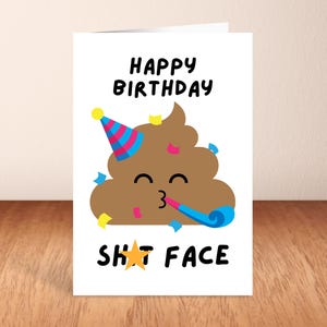 Visage de joyeux anniversaire, carte d'insulte drôle, carte d'anniversaire pour adultes.