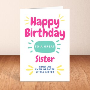 Carte d'anniversaire de petite soeur de petite soeur, carte d'anniversaire d'amusement, joyeux anniversaire.