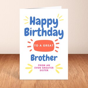 Carte d'anniversaire frère de soeur, carte d'anniversaire amusante, joyeux anniversaire.
