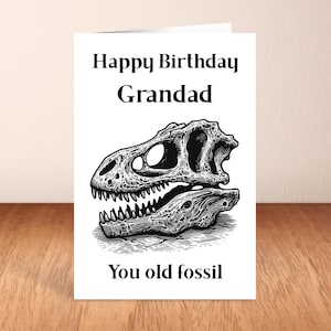 Joyeux anniversaire, grand-père, vieille carte d'anniversaire fossile, carte de voeux.