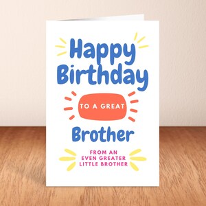 Carte d'anniversaire frère de Little Brother, carte d'anniversaire amusante, joyeux anniversaire.