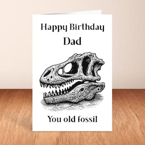 Joyeux anniversaire papa, vieille carte d'anniversaire fossile, carte de voeux.