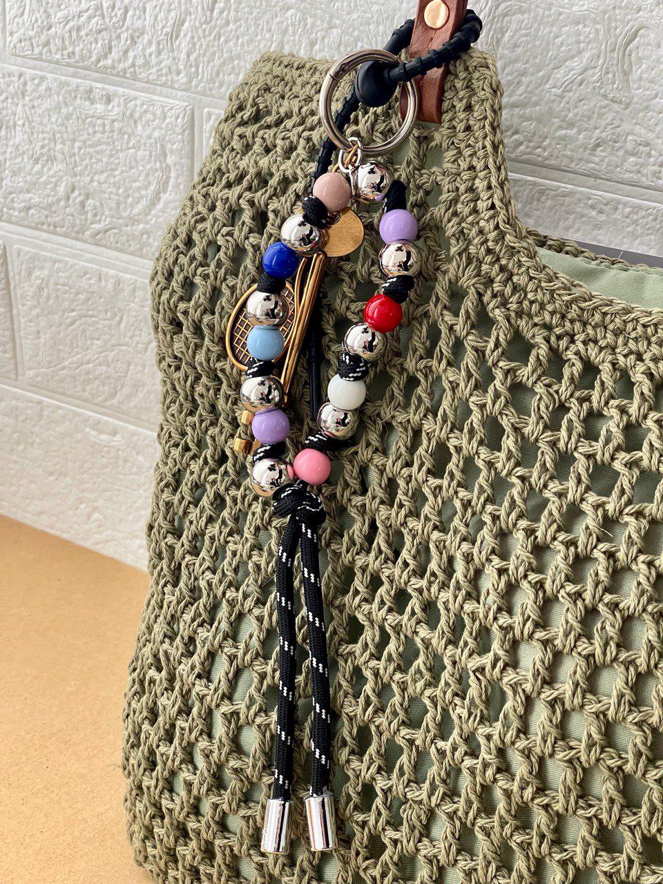 Tennis Bag Charm – Handmade Racket & Ball Keychain With