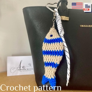 Crochet Sardine Bag Charm Pattern: Nautical Fish Keychain (PDF Pattern)