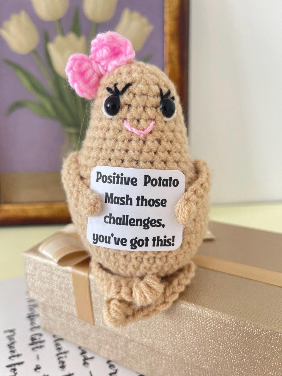 30 Potato Crochet Patterns: Spud Amigurumi, Desk Buddies, Play Food, and Clever Gag Gifts 28 Positive Potato with Bowtie Crochet Pattern