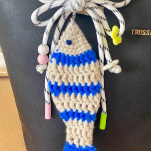 Fish Bag Charm - Fish Keychain - Handmade Fish Purse Pendant - Cute Ocean Animal Accessory - Trendy boho design bag charm