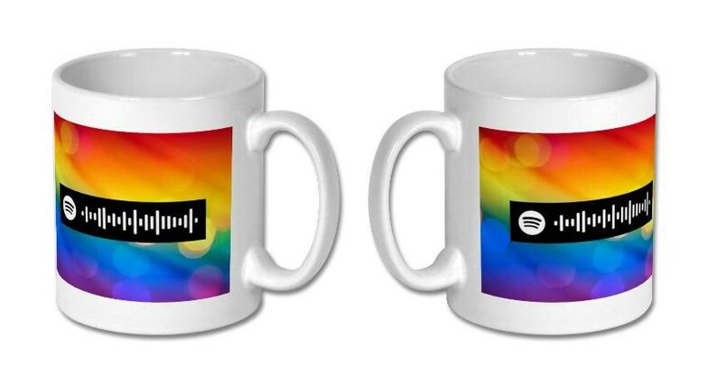 Mystery QR Code Mug. Silly Humour. Juvenile. Puerile. Childish. Rickroll. Meme. Troll. Internet. Rick Astley. Never Gonna Give You Up. SpotifyCode (colour)