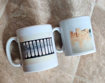 Ceramic Mug - From Original Watercolour Paintings by Zena West. Colourful Beautiful Art Print Double Sided White Handle Dishwasher Safe