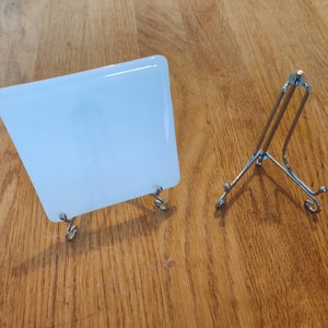 Coaster Sized Mini Display Stand, Fancy Black Metal, Frame, Folds Flat, Scroll Detail, Fancy Finish, Cute Little Small Tiny, Pride of Place Silver