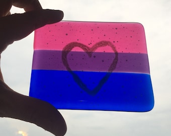 Bi Pride Flag Handmade Glass Coaster