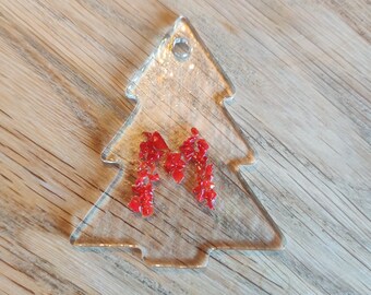 Kleine Glas Weihnachtsbaum Ornament - personalisiert mit einem Buchstaben in Pulverglas. Handgefertigt auf Bestellung. Niedlich, Entzückend, 2020 Xmas Dekoration