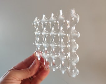 Clear Lattice Coaster - Weave, Waffle, Criss Cross Hatch, Grid, Holes, Intersect, Overlap, Check, Chequered, Square, Lattice, Web, Net