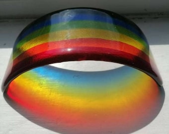 Gorgeous Curved Glass Rainbow Arch. Ornament Decoration 3D Sculpture NHS Nurses LGBTQ Pride Love Celebrate Beautiful Colourful Bright Stripe