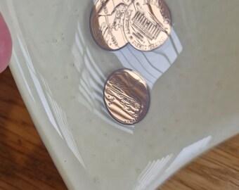 Copper Pennies Square Bowl, Real Precious Metals, Abraham Lincoln, USD, Miniature Trinket Dish, Cute Quirky Gift, For Him, For Dad, For Men