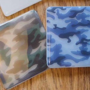 Camouflage Coaster - Green, Brown, Blue, White, You Can&#39;t See Me, Hide and Seek, Jungle Camo, Arctic Camo, Random Pattern, Army, Navy