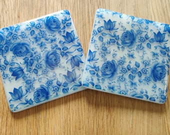 Blue Floral and Pale Pink Coaster - limited quantity available