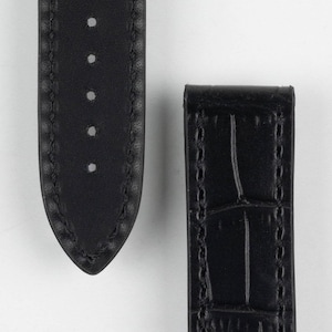 Marino: Black Alligator-Embossed Leather Watch Strap for Omega clasp