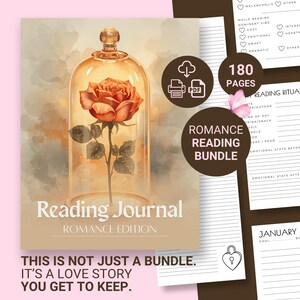 Book Lover Gift Romance Reading Bundle PDF, Reader Journal, Quiz, Bookmark & Reflection Cards