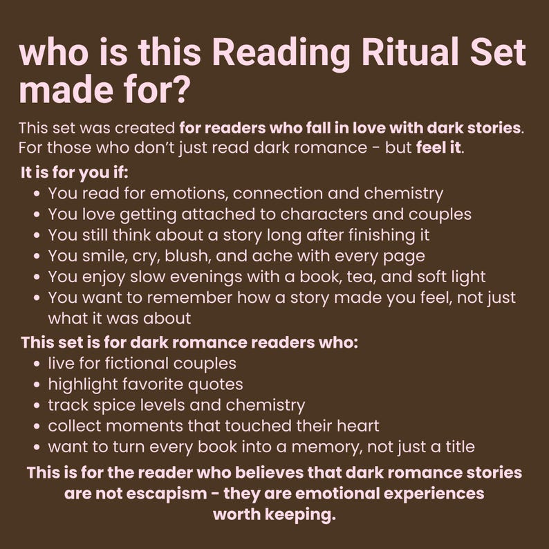Dark Romance Reading Ritual Set PDF, Book Journal & Challenge Pack ...