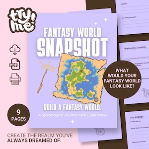 Fantasy World Builder Printable, 9-Page Worldbuilding PDF Digital Download, For Book Lover