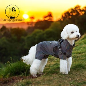 Dog Snowsuit Waterproof Dog Winter Rain Coat Warm Dog Jumpsuit Cold Weather Dog Gear Reflective Adjustable Fits All Breed Sizes gift for him
