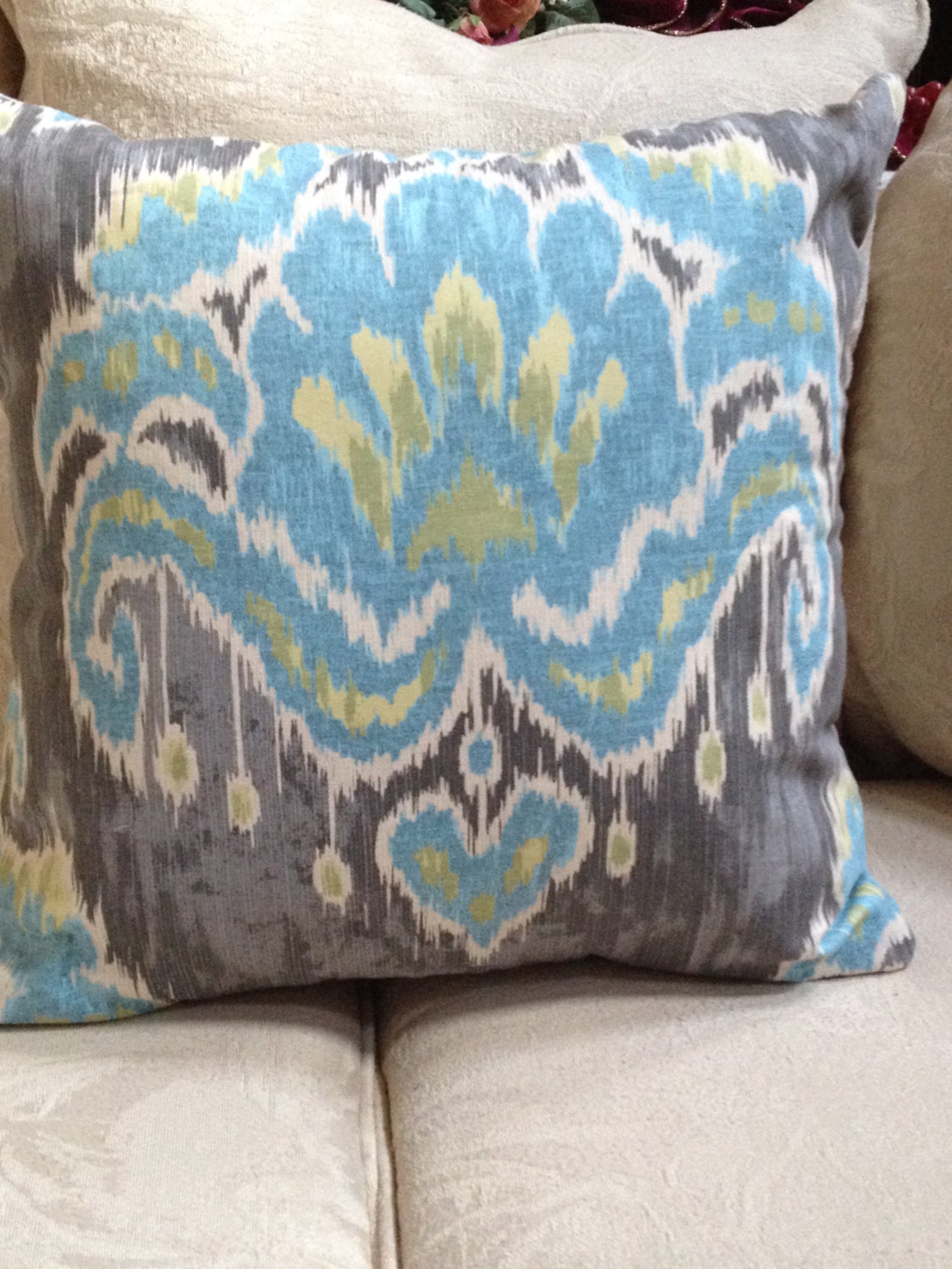 Marreskesh Moonstone/blue/gray Ikat Pillow Cover/ 4 Available 20 X 20