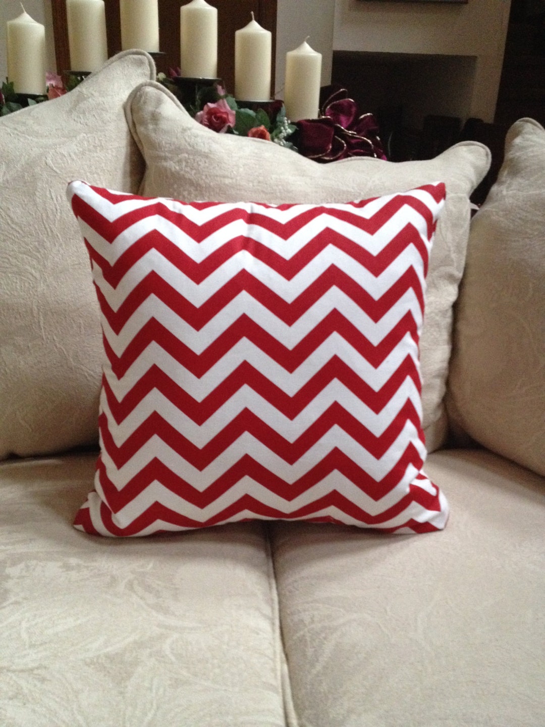 Premier Print/chevron/ Red/white, Pillow/covers/ 2 Available 20 X 20 Etsy