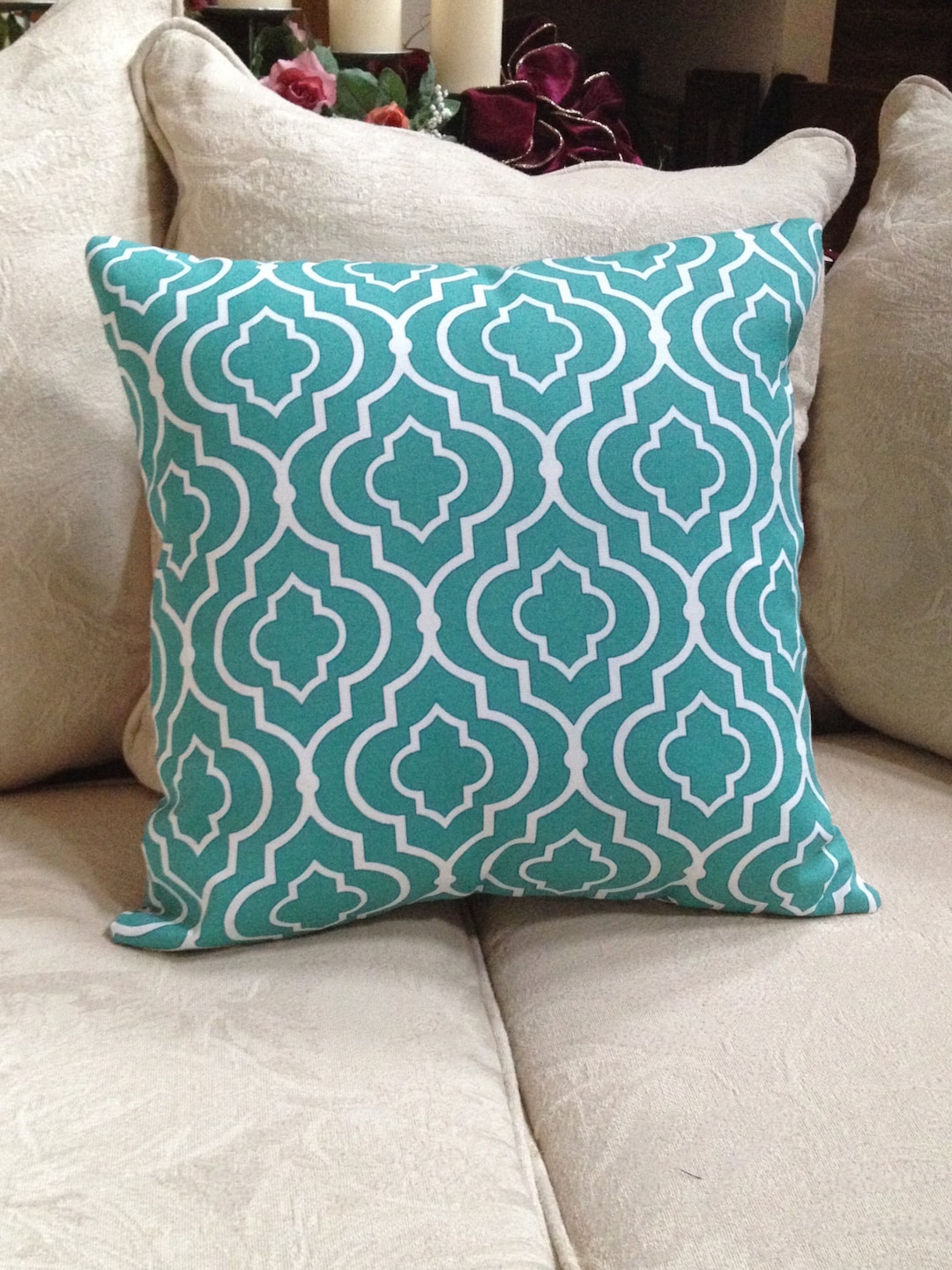 Premier Print Morrow /teal//white Pillow/covers 20.00 Ea. 2 Etsy
