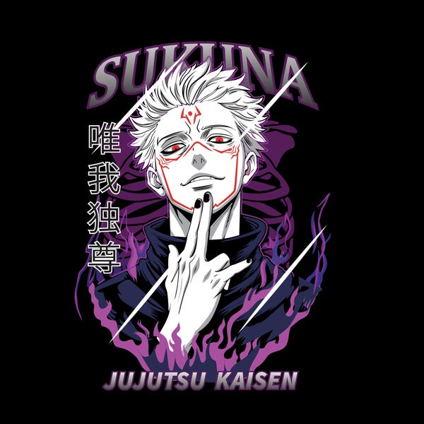T-shirtontwerp Ryomen Sukuna, jujutsu Kaisen-anime (digitale download)