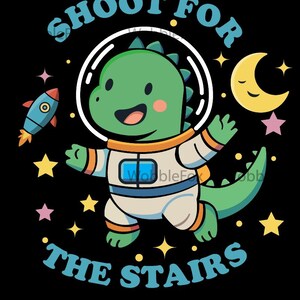 Camiseta infantil con diseño de dinosaurio y astronauta. Camiseta con temática espacial. Divertida camiseta kawaii de animales de dibujos animados.