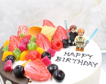 Customized handmade Creative 3D Cake Topper Figure Jedi Master and Jedi Knight Duel Figure