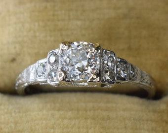 Antique Platinum .88ctw Old European Cut Diamond c.1920s