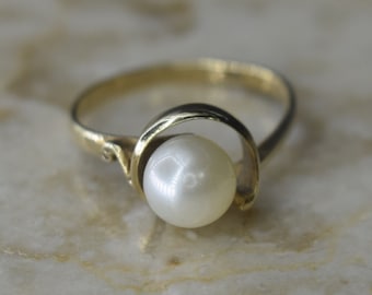 Vintage 14k Cultured Pearl Ring c.1970s