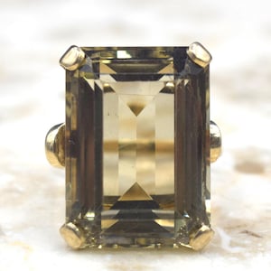 Vintage 30.69 ct Smoky Quartz Cocktail Ring c.1970s