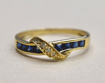 Vintage 14k Gold Sapphire and Diamond Band