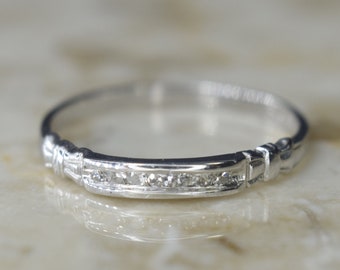 Antique Art Deco 14k White Gold Diamond Band c.1920s