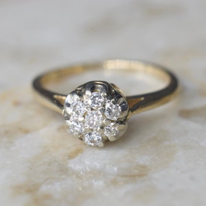 Anello vintage a grappolo di diamanti della metà del secolo