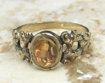 Antique Georgian 14k Gold Citrine Ring c.1830s