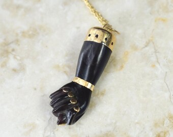 Antique Figa / Carved Ebony Figa with 14k Gold c.1880