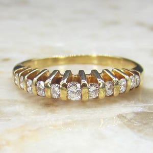Vintage 14k Gold and Diamond Stacking Band c.1990s