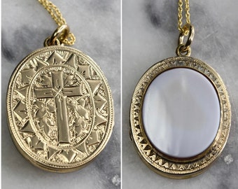 Antique Victorian Gold Filled Cross Locket with Sardonyx