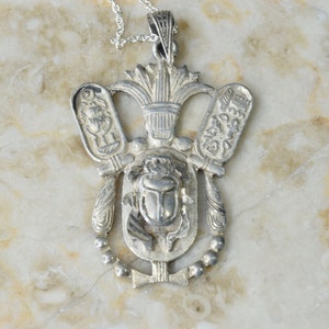 Vintage Egyptian 800 Silver Scarab Pendant