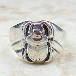 Vintage Sterling Silver Scarab Ring c.1970s